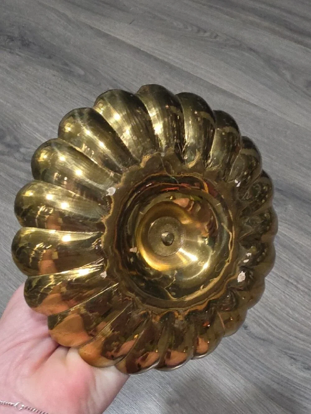 Brass Scalloped Regency MCM Candle Holder Gold Finish